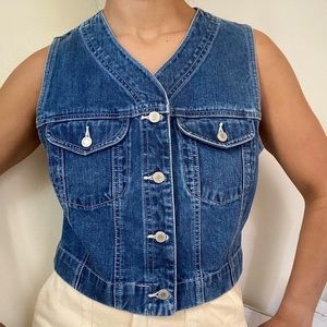 Denim Button Up Vest by GAP